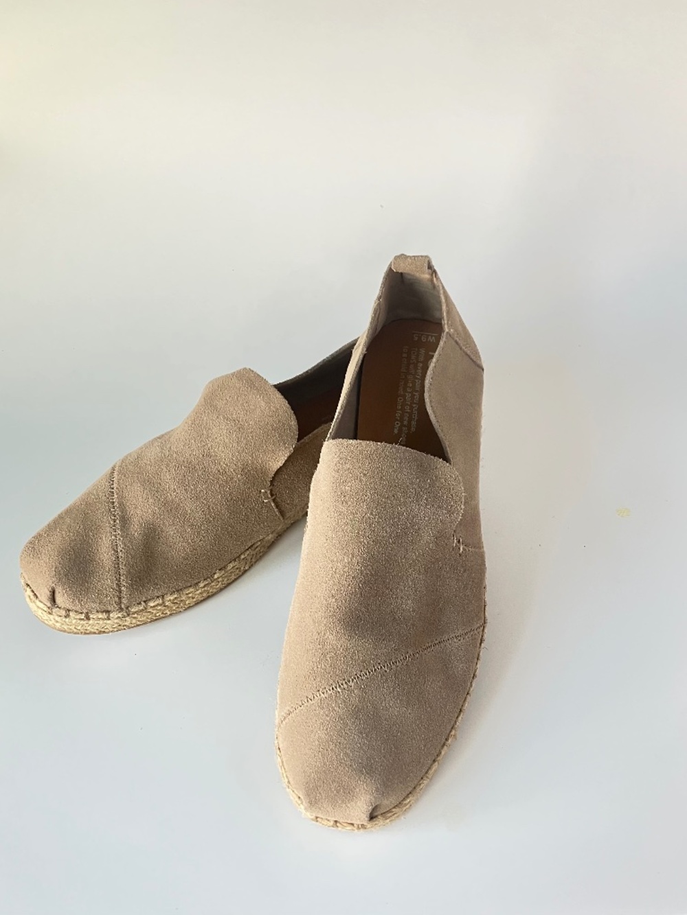 NEW TOMS Deconstructed Espadrilles Slip on Shoes Tan Suede Size W 9.5